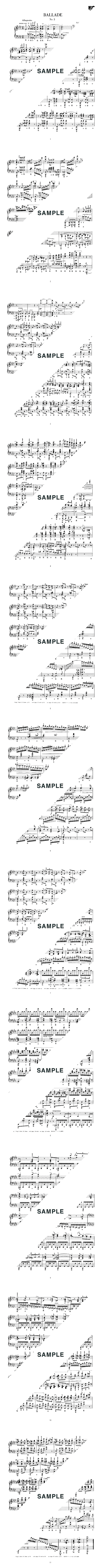 楽譜】バラード 第3番 Op．47 / ショパン（ピアノ・ソロ譜/中級）提供