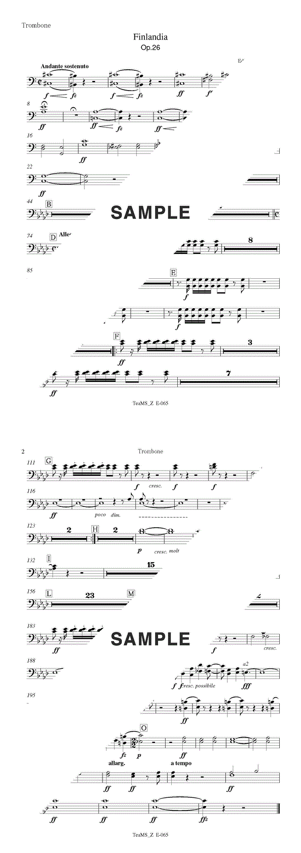 楽譜】交響詩「フィンランディア」（Trombone） / シベリウス（パート 