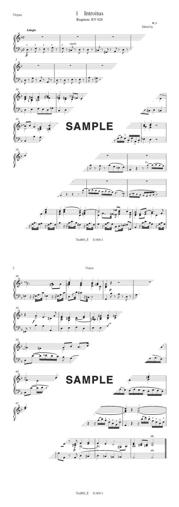 楽譜】モーツァルト「レクイエム」（Organ）ニ短調 KV 626 